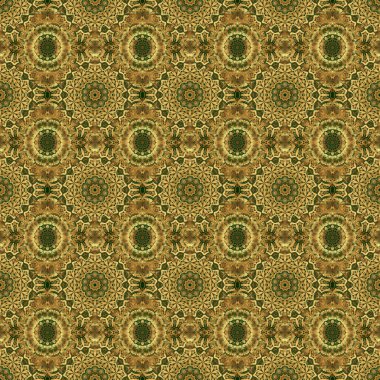 Yeşil ve altın rengi bir süs. Kusursuz desen 