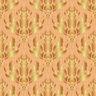 Kahverengi arka planda barok tarzında kusursuz bir doğulu süsü. Geleneksel klasik Altın Şablon.