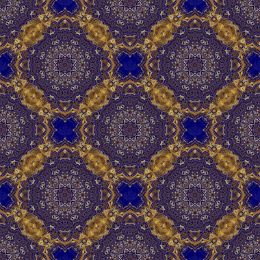 Kart, davetiye, düğün, ambalaj kağıdı için el çizimi vektör deseni. Pırıl pırıl altın şeritlerin kusursuz deseni, zikzak sembolü, dalgalı şerit, mavi üzerine kusursuz desenli altın çizgiler..