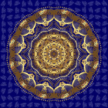 Mavi arka planda vektör altın parıltılı kar tanesi tasarımı dekoratif Noel elementi.