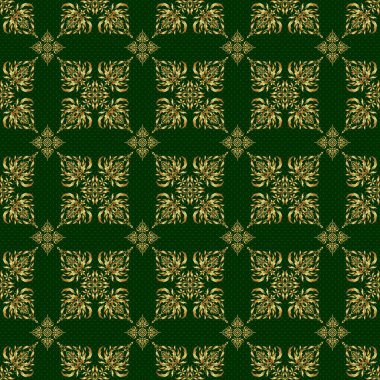 Davetiye şablonu için yeşil ve altın renkli soyut altın arkaplan. Vektör altın pürüzsüz desen.