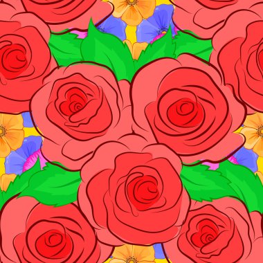 Etnik havlu, kına tarzı. Tebrik kartı arkaplanı, arkaplan, tekstil için kullanılabilir. Vektör Kızılderili çiçek çiçekleri ve yeşil yapraklar deseni. Sarı arkaplanda kusursuz bir süs izi var..