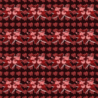 Siyah, kırmızı ve pembe renklerde çiçeksiz klasik vektör deseni.