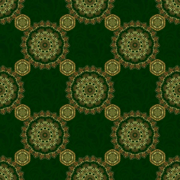 Абстрактний Зелений Фон Золотим Геометричним Орнаментом Може Використовуватися Цифрового Паперу — стоковий вектор