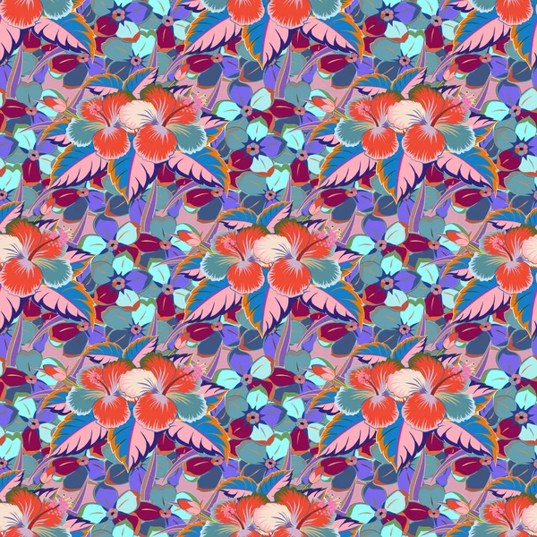 Épreuve Florale Aquarelle Douce Motif Sans Couture Bleu Vert Illustration — Image vectorielle