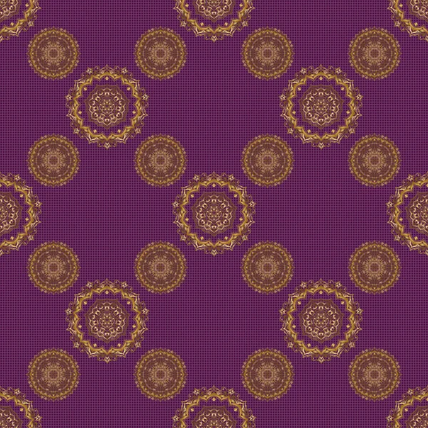 Золотые Стилизованные Звезды Фиолетовом Фоне Абстрактный Узор Золотыми Геометрическими Элементами — стоковый вектор