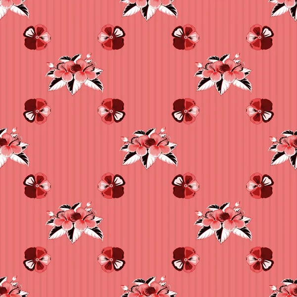 Fleurs Tropicales Feuilles Hibiscus Bourgeons Hibiscus Motif Floral Vectoriel Sans — Image vectorielle