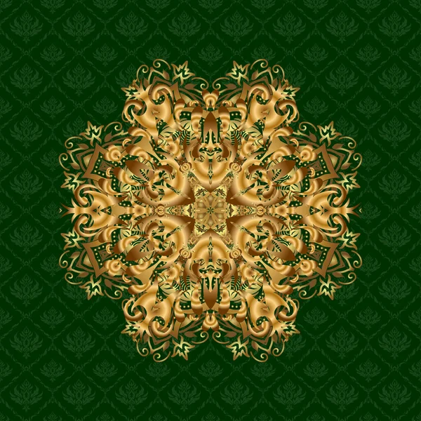 Boheemse Decoratieve Element Indiaanse Henna Ontwerp Retro Cirkel Ornament Groen — Stockvector