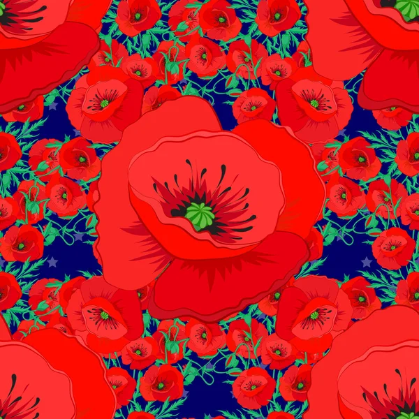 Abstract Cute Floral Print Blue Background Ilustración Vectores Hermosas Flores — Vector de stock