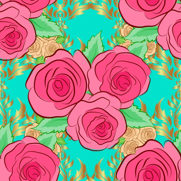 Résumé Vectoriel Background Motif Floral Sans Couture Avec Fleurs Rose — Image vectorielle