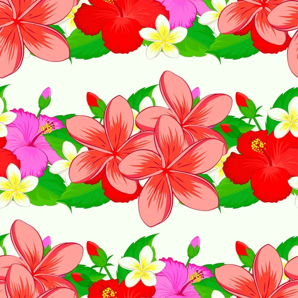 Ethnische Florale Nahtlose Muster Auf Beigem Hintergrund Mit Dekorativen Blüten — Stockvektor