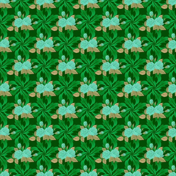 Zelené Abstraktní Květiny Bezproblémový Vzorec Vektorové Akvarelové Pozadí — Stockový vektor