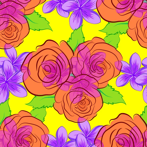 Abstrato Bonito Impressão Floral Fundo Amarelo Ilustração Eleitor Brilhante Belas — Vetor de Stock