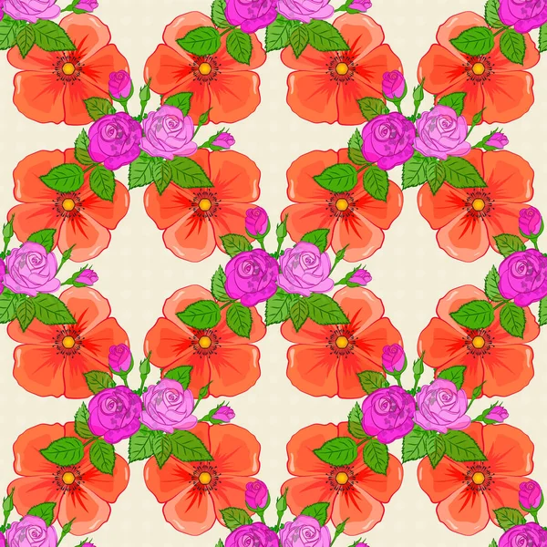 Color Seamless Floral Vector Pattern — Stock Vector