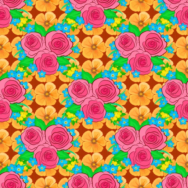 Modelo Sin Costuras Florales Del Vector Fondo Rosas Color Naranja — Archivo Imágenes Vectoriales