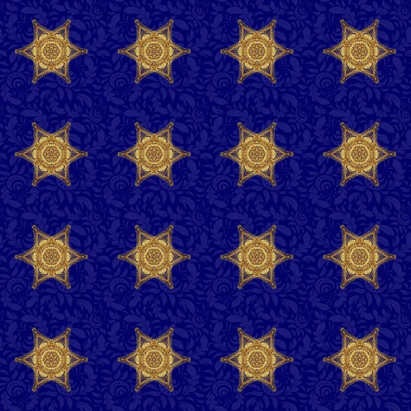 Elementos Geométricos Del Círculo Parche Alrededor Ornament Fondo Azul Motivos — Vector de stock