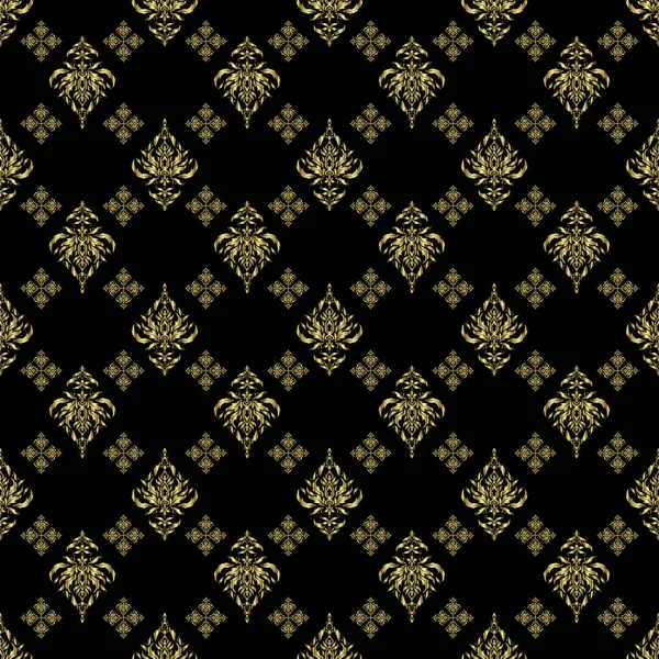 Modern Geometrisch Naadloos Patroon Met Goud Herhalende Elementen Een Zwarte — Stockvector