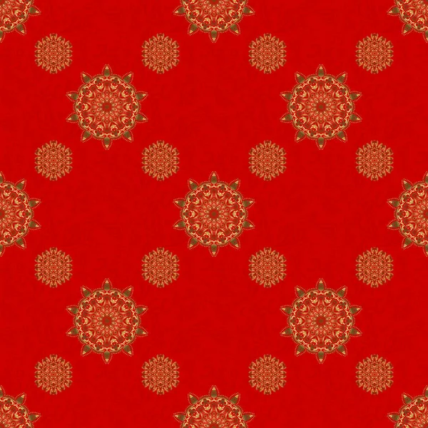 赤を基調としたロイヤルゴールドのシームレスなパターン 招待状 包装のための豪華な装飾 ベクターイラスト — ストックベクタ