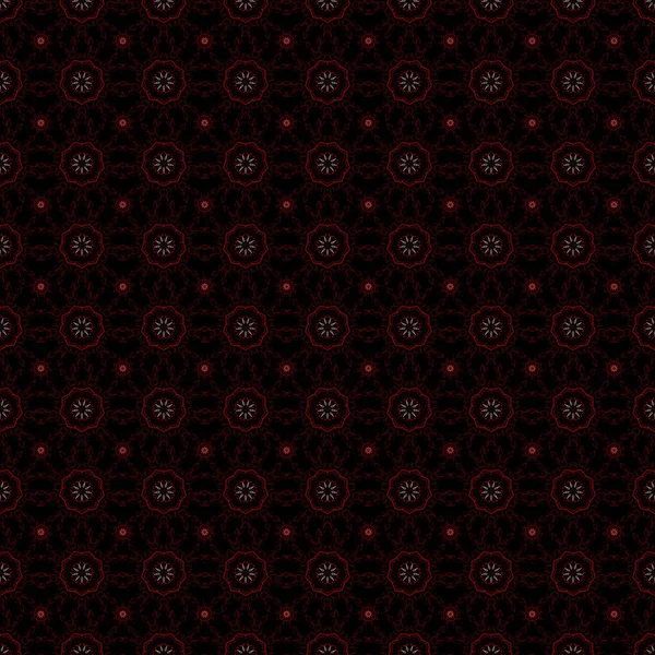 Хорошая Векторная Иллюстрация Элегантный Красный Бесшовный Узор Цветочными Мандаловыми Элементами — стоковый вектор