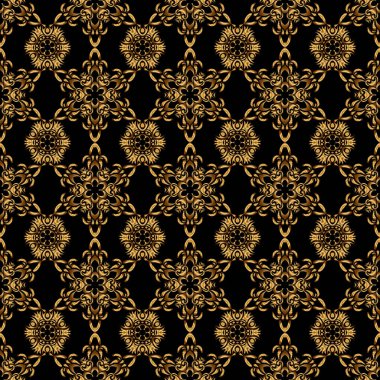 Siyah ve altın desenli. Zarif, klasik, altın, pürüzsüz desen. Altından yinelenen elementlerle kusursuz soyut arkaplan.