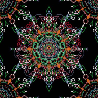 Soyut çiçek süsü, soyut çok renkli dekoratif elementlerin vektörsüz deseni..