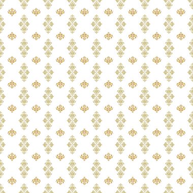 Beyaz bir arka planda stilize dalgalarla süslü, kusursuz altın süs deseni. Vektör illüstrasyonu.