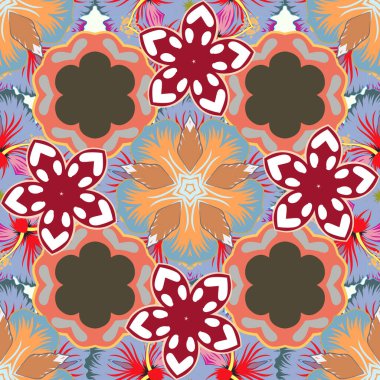 Kusursuz desenli çiçek vektör çizimi