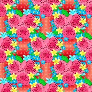 Kusursuz desenli çiçek vektör çizimi