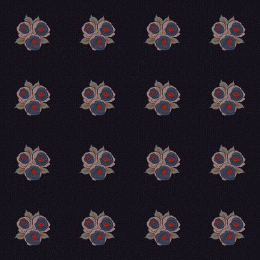 Vektör çizimi. Kusursuz desen. Siyah, mor ve pembe gül buketleri.