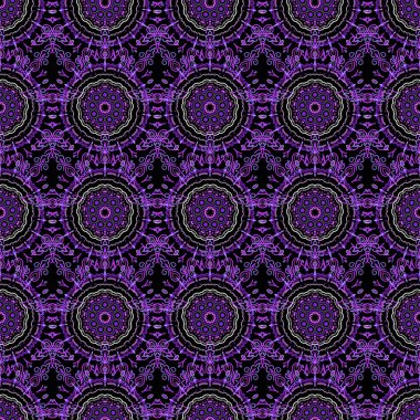 Geleneksel gotik damaske arka planı. Eflatun arkaplansız çiçek süsü deseni. Tebrik kartı, sunum veya düğün davetiyeleri için soyut arabesk arkaplanı.