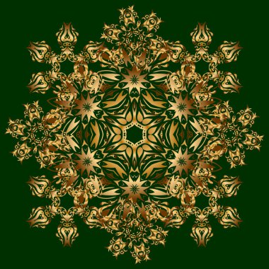 Geometrik yinelenen kusursuz desen, yeşil arka planda, altıgen şekilli altın gradyan. Vektör illüstrasyonu.