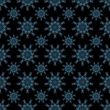 Siyah zemin üzerinde mavi ve yeşil tül, kıvrımsız desenli, vektör kesme kağıt dantel dokusu.