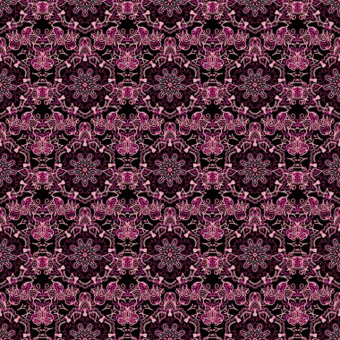 Çiçekli ve Mandala elementli zarif pembe pürüzsüz desen. El çizimi güzel bir vektör çizimi.