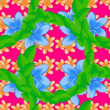 Eflatun bir arka planda sevimli çiçeklerle süslenmiş kusursuz çiçek deseni. Vektör illüstrasyonu.