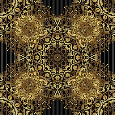 Altın eğimli vektör geometrik kusursuz desen. Senin tasarımın için, duvar kağıdı. Siyah bir arkaplanda altın rengi, kusursuz bir illüstrasyon. Geometrik arkaplan.
