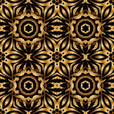 Etnik ve kabile motifleri. Renkli soyut arka plan. Süslü, canlı duvar kâğıdı. Yılbaşı geleneksel renklerinde vektör geometrik süsü olan parlak, pürüzsüz desen (siyah üzerine altın rengi)).