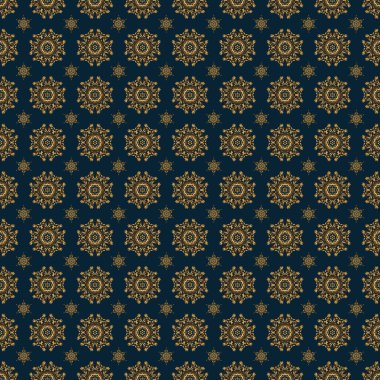 Mavi arka planda altın desen. Klasik eskiz. Zarif geçmişe dönük pürüzsüz desen.
