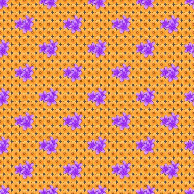 Kozmos çiçekleri gri arka planda kusursuz desen oluşturur. Sevimli Raster çiçek arkaplanı.