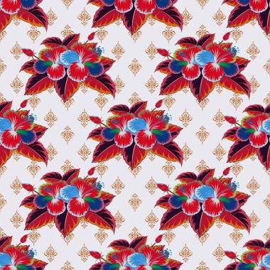 Renksiz çiçek vektör deseni çizimi