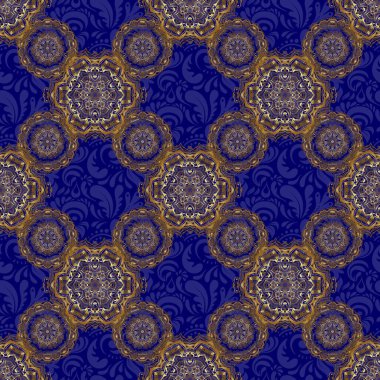 Pırıl pırıl altın şeritler, zigzag semboller, dalgalı şeritler, mavi üzerine pürüzsüz desenli altın çizgiler. Kartlar, davetiyeler, düğün, ambalaj kağıtları için el çizimi desen.