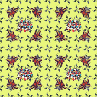 Geometrik yaprak süsü. Güzel vektör arkaplanı. Gri, sarı ve yeşil renklerde kusursuz soyut çiçek deseni. Plumeria çiçekleriyle kusursuz desen. Grafiksel modern desen.