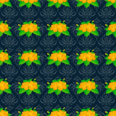 Yumuşak suluboya çiçek deseni. Mavi arka planda pürüzsüz desen. Vektör illüstrasyonu.