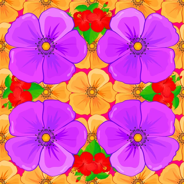 Vektorillustration Traditionelle Indische Florale Nahtlose Muster Mit Kunterbunten Kosmos Blumen — Stockvektor