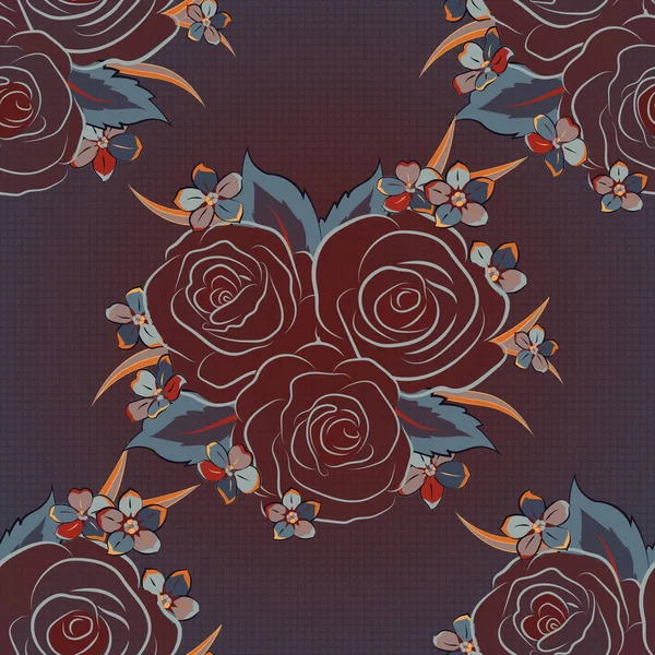 Motif Floral Vectoriel Sans Couture Avec Des Roses Abstraites Brunes — Image vectorielle