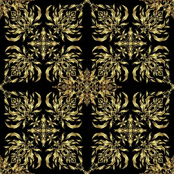Diseño Moderno Geométrico Oro Abstracto Sobre Fondo Negro Círculos Oro — Archivo Imágenes Vectoriales