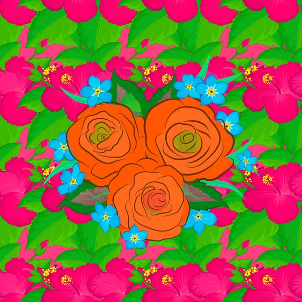 Ilustração Eleitor Padrão Tradicional Floral Indiano Sem Costura Com Flores — Vetor de Stock