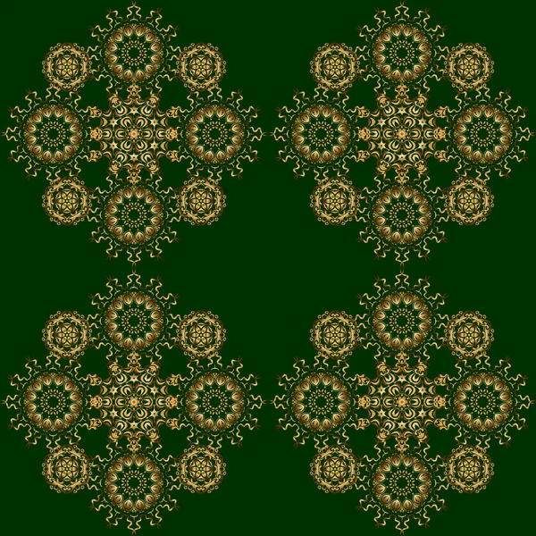 Motif Vectoriel Sans Couture Sur Fond Vert Orné Ornement Époque — Image vectorielle