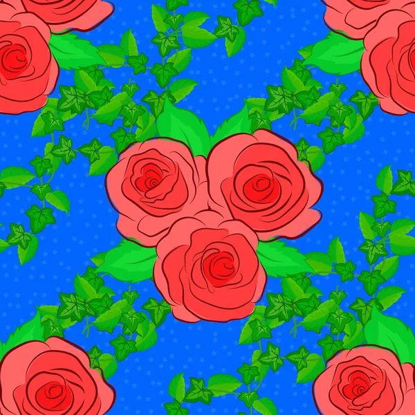 Цветочный Бесшовный Узор Векторная Иллюстрация Весенняя Бумага Симпатичными Цветками Роз — стоковый вектор