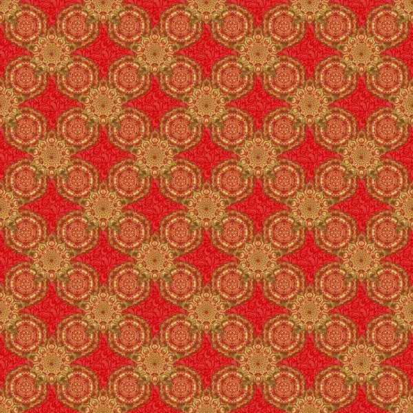 Seamless Abstract Background Golden Repeating Elements Red Golden Pattern Elegant — Stock Vector