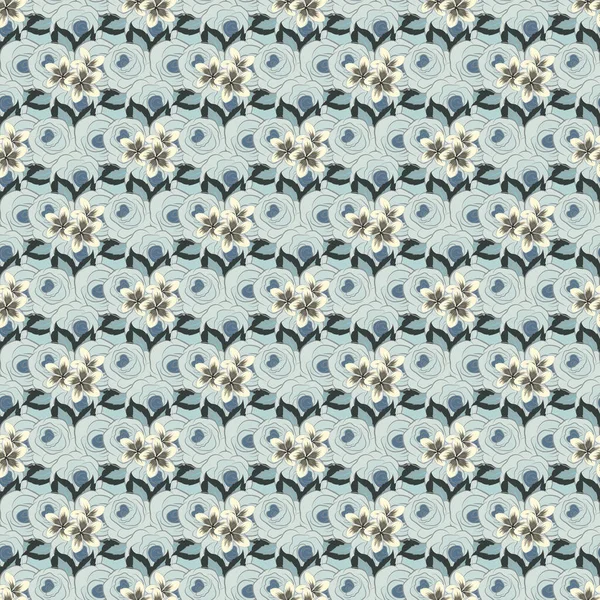 シームレスなパターン 青の花のイラスト — ストックベクタ